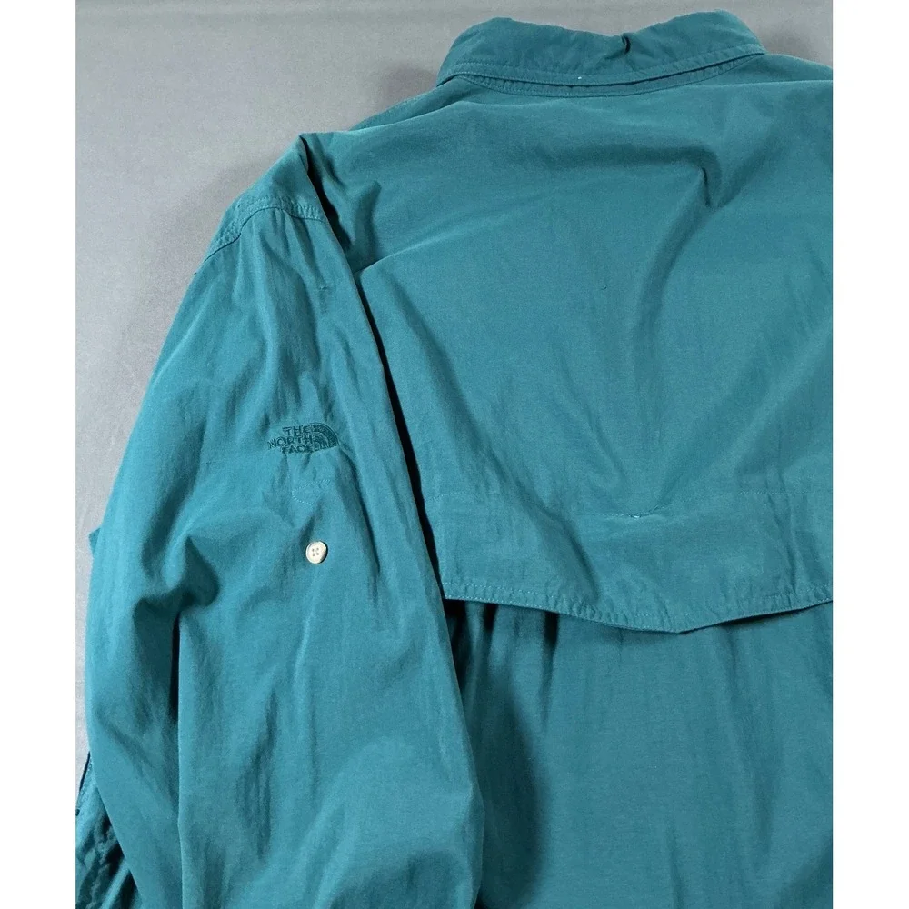 The North Face Mens XL Supplex Nylon Hiking Shirt Teal Green Coolmax Ventilated